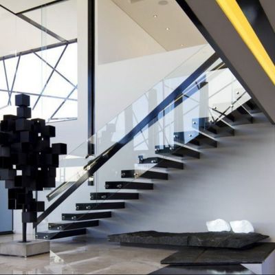 Custom Modern Design Floating Stairs dengan Quartz Tread dan Invisible Mono Stringer