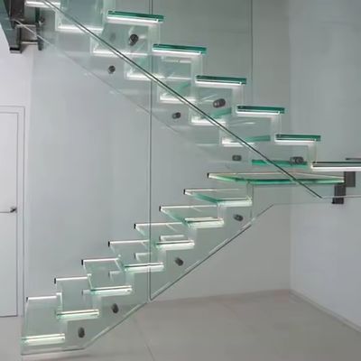 Bentuk Disesuaikan Desain Tangga Terapung Dengan Gelang Kaca 10mm Pilihan Ketebalan Kaca