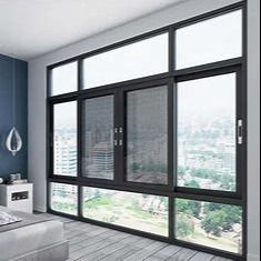 Jendela geser aluminium terisolasi double glazed tempered glass dengan garansi 10 tahun dan ketahanan angin