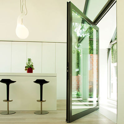 Aluminium Alloy Frame Luxury Design Laminated Tempered Glass Pivot Pintu depan dalam ukuran yang disesuaikan untuk jenis kaca tunggal dan ganda