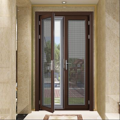 Aluminium Double Glass Swing Door Store Front Aluminium Double Hinged Pintu