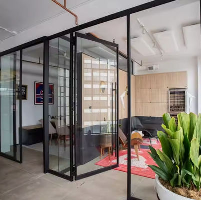 Insect Screen Aluminium Swing Door dengan Double Tempered Clear Glazing dan Automatic Opening