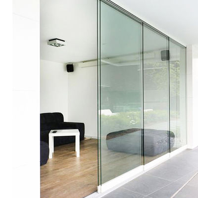 Profil aluminium tahan angin Pintu geser Jenis kaca tempered kaca untuk pintu stainless steel