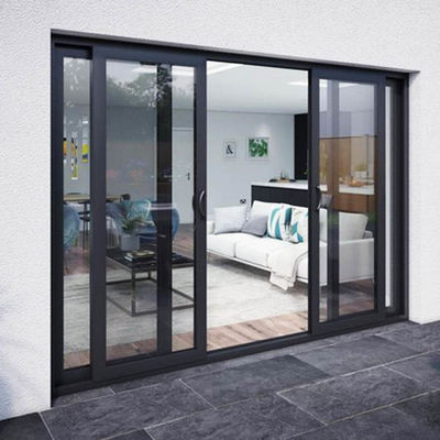 Pintu geser aluminium dengan metode pembukaan push and pull dan kaca double tempered