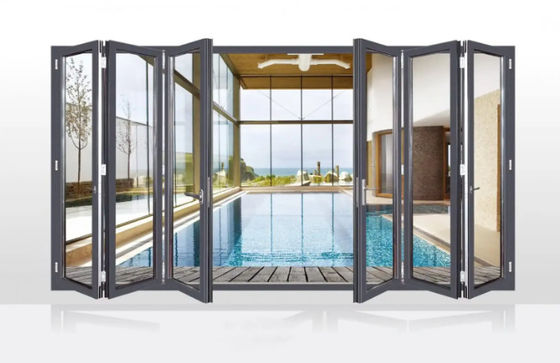 Pintu eksterior terisolasi kaca aluminium ganda untuk bangunan komersial Desain energi