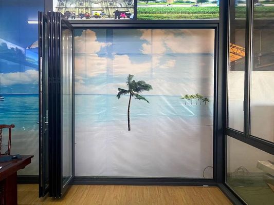 Modern Interior Patio Kaca Waterproof Slide And Fold Aluminium Bifold Door System Untuk Rumah Resto