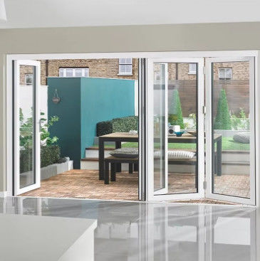 Aluminium Sliding Folding Door System Design Waterproof Folding Thermal Break Soundproofing Pintu kaca