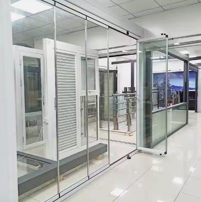 Pintu Lipat Kaca Tanpa Bingkai Interior Toko Hitam Pintu Lipat Patio Aluminium Pintu Bifold Putih