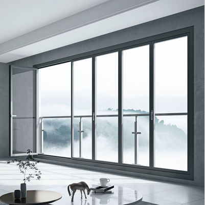 Pintu Lipat Kaca Tanpa Bingkai Interior Toko Hitam Pintu Lipat Patio Aluminium Pintu Bifold Putih