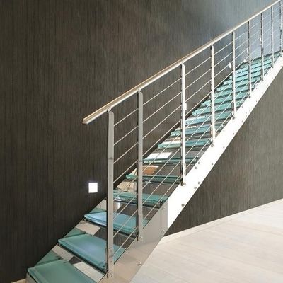 OEM/ODM Disesuaikan Desain Elegant Glass Stair Dengan Glass Railing Dan Auto Led
