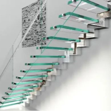 OEM/ODM Disesuaikan Desain Elegant Glass Stair Dengan Glass Railing Dan Auto Led
