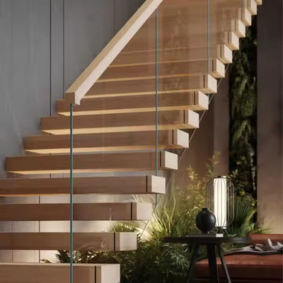 Aman dan awet Tangga Kayu Oak Putih lurus berbentuk L berbentuk U Split atau Spirale Type