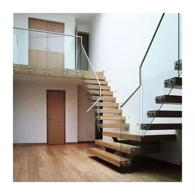Laminated Glass Tread Customisable Floating Staircase dengan Solid Carbon Steel Stringer