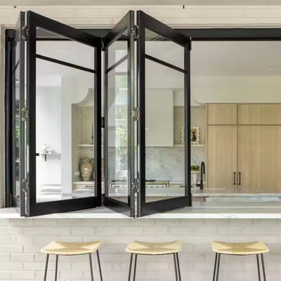 Jendela Vertikal Aluminium Bi-Folding Efisiensi Energi Tinggi Dengan Kaca dan Bingkai Disesuaikan