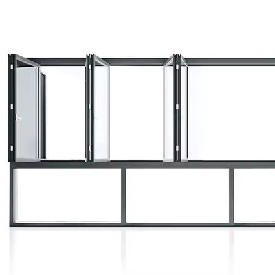 Jendela Vertikal Aluminium Bi-Folding Efisiensi Energi Tinggi Dengan Kaca dan Bingkai Disesuaikan