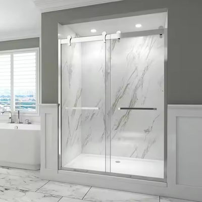 Airproof dan terisolasi Pintu geser mandi dalam rangka stainless steel dengan kaca