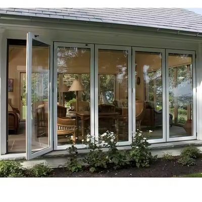 Heavy Duty White Frame Aluminium Glass Bifolding Patio Pintu Geser