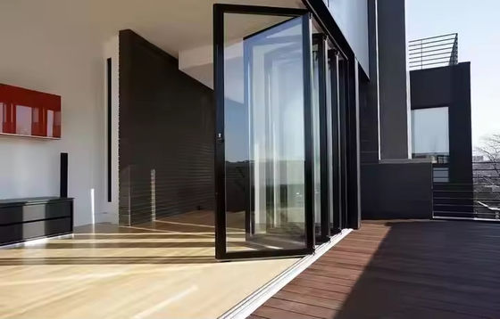 Pintu Lipat Aksesoris Akordion Aluminium Kaca Pintu Lipat untuk Veranda