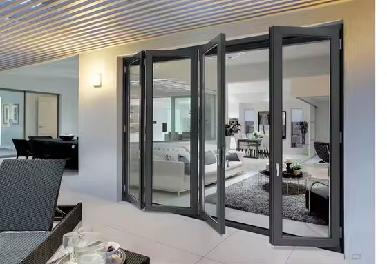 Pintu Lipat Aksesoris Akordion Aluminium Kaca Pintu Lipat untuk Veranda