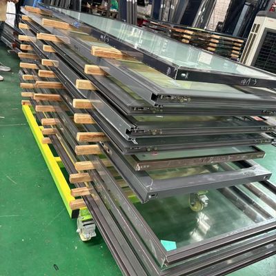 Pintu Kaca Transparan Kaca Ganda Tugas Berat Pintu Lipat Bi Isolasi Panas