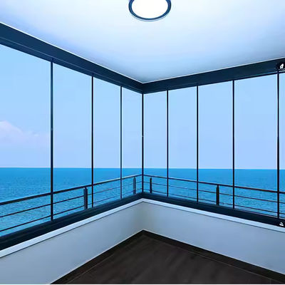 Frameless Sliding Lipat Tempered Kaca Pintu Tirai, Balkon Pintu Partisi