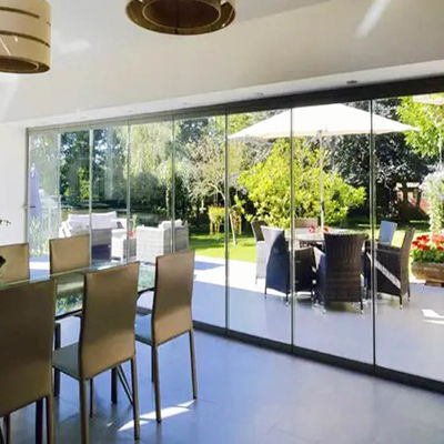 Aluminium Sliding Bi Fold Transparent Tempered Glass Pintu Untuk Partisi Balkon