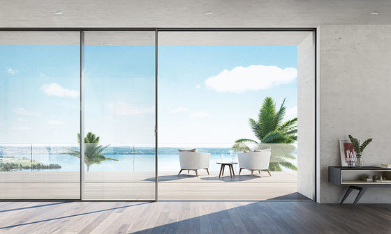 Pintu geser aluminium sederhana modern dengan hardware stainless steel dan rangka diperkuat
