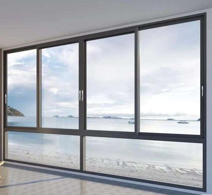 Jendela bergeser horizontal aluminium bergeser berat berlapis ganda standar Eropa