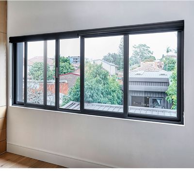 Jendela bergeser horizontal aluminium bergeser berat berlapis ganda standar Eropa