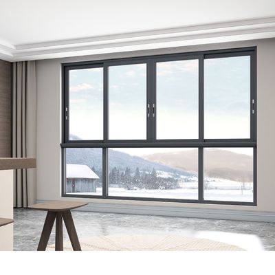 Double Glass Horizontal Soundproof Heatproof Komersial Aluminium Windows Sliding