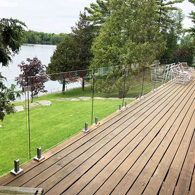 LED tebal 12mm tersedia U Channel Glass Railing untuk Komposit Decking Frameless Glass Balustrade