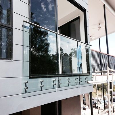 Balkon balkon kaca tanpa bingkai dengan 8-12mm Tempered Glass dan 0,8m-1,2m Tinggi Customizable Standoff Railing System