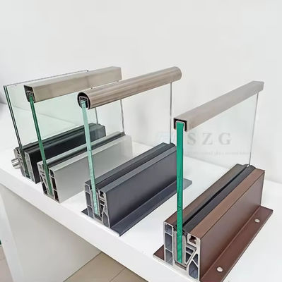 Lamel U Channel Glass Balustrade Pemasangan Teratas Dengan Kaca Laminasi