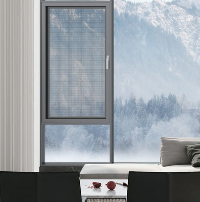 Jendela Swing Aluminium abu-abu Casement ventilasi tinggi Jendela terbuka ke luar