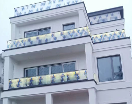 Grey Aluminium U Channel Glass Railing 10mm tebal balustrade kaca tanpa bingkai