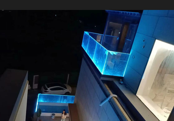 Mudah Pemasangan Aluminium U Channel Glass Railing Modern Dengan Lampu LED