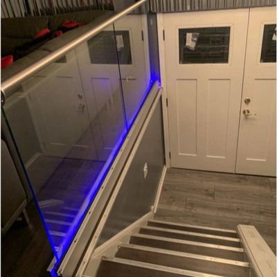 Warna-warni LED Cahaya Laminasi Kaca U Channel Sistem Gelas Balok untuk Patio