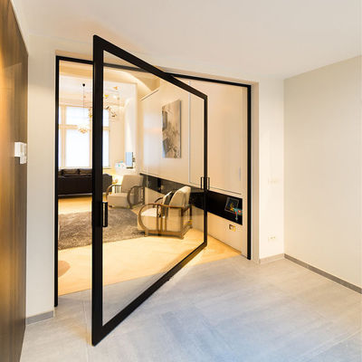 Low-E Glass Type Glass Pivot Front Door dengan Tempering Glass dan Aluminium Alloy Frame