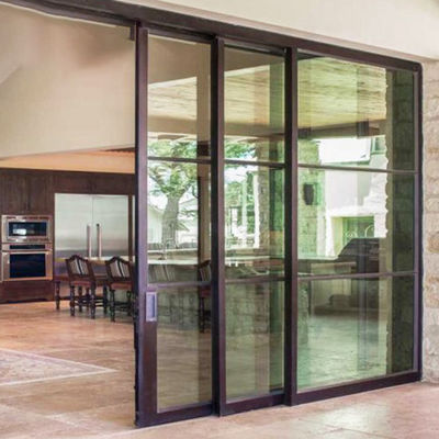 24 Jam Dukungan Online Aluminium Pintu Geser dengan Powder Coated Aluminium Alloy Tempered Glass Stainless Steel
