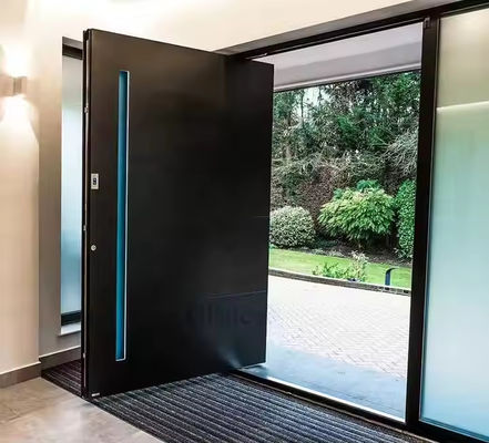 Pintu Pivot Aluminium Baja Rinsing Internal dengan Kaca Bening dan Ketebalan Bingkai 1,8mm