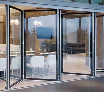 Pintu Lipat Aksesoris Akordion Aluminium Kaca Pintu Lipat untuk Veranda