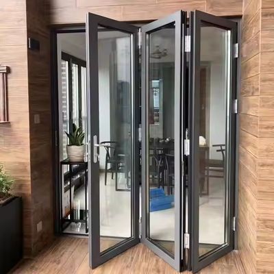 Pintu Kaca Transparan Kaca Ganda Tugas Berat Pintu Lipat Bi Isolasi Panas