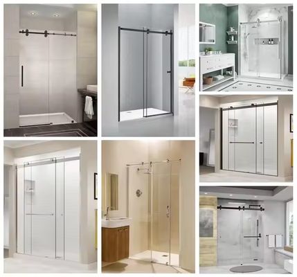 Ruang mandi modern dengan aksesoris perangkat keras yang dapat disesuaikan dan pegangan kamar mandi pintu kaca tempered