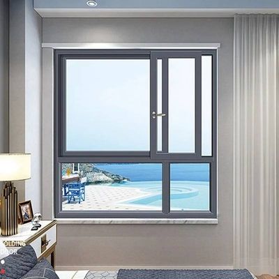 Jendela selempang geser bingkai hitam aluminium ganda ganda yang disesuaikan