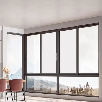 Termal Break Wind Resistant Sunscreen Aluminium Sliding Window Dengan Tempered Glass