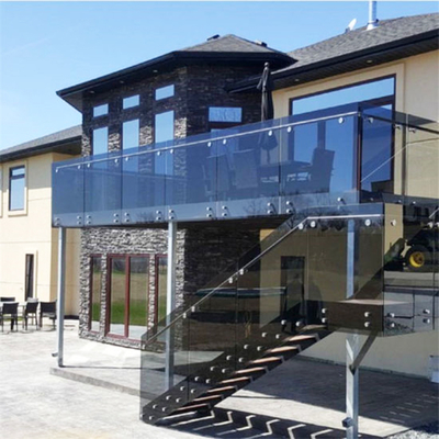 10mm Tempered Glass Railing System dengan stainless steel standoffs