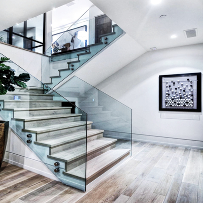 Pagar Tangga Kustom Kaca Tempered untuk Balustrade Tangga Interior