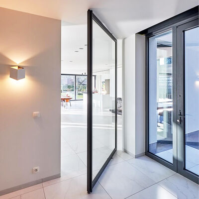 6+6mm 8+8mm Pintu Pivot Keamanan Besi Kaca Laminasi Tempered Bening